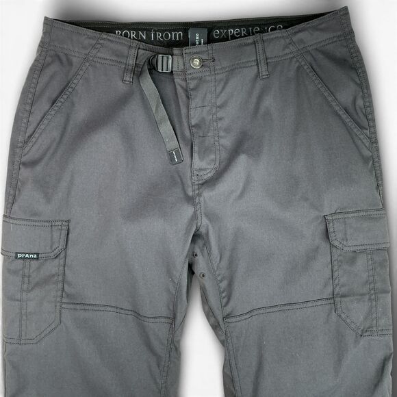 prAna Men’s Zogger Jogger Pants 35x30 Gray Cargo Nylon Belted Gorpcore Hiking - Picture 3 of 10